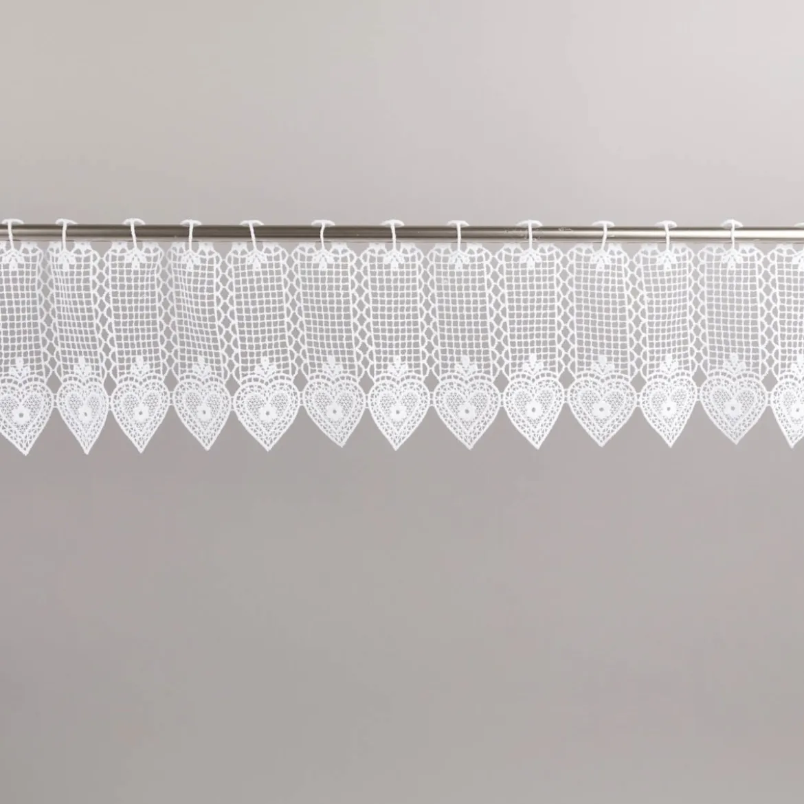 Scheibengardine Häkelgardine Spitze Herz weiß nähfrei 16cm