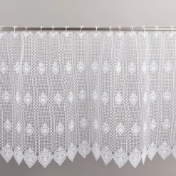 Scheibengardine Häkelgardine Spitze Herz weiß nähfrei 40 cm