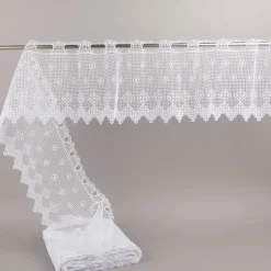 Scheibengardine Häkelspitze Stickerei Pik Karo weiß 26 cm Breite