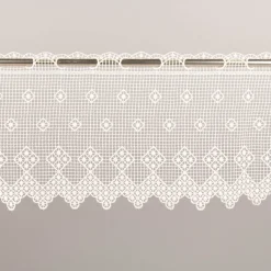 Scheibengardine Häkelspitze Stickerei Pik Karo natur 26 cm Breite