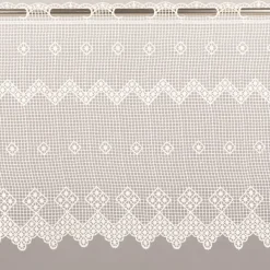 Scheibengardine Häkelspitze Stickerei Pik Karo weiß 40 cm Breite
