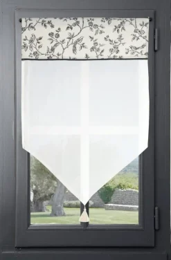 Scheibengardine Hänger Vögel auf Zweigen Leinenoptik natur 60x90cm