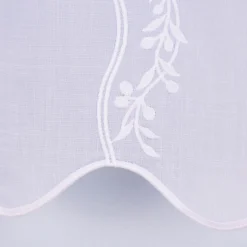 Scheibengardine Meterware Leinenstruktur Voile Stickerei Blumenranke nähfrei weiß 60cm Höhe