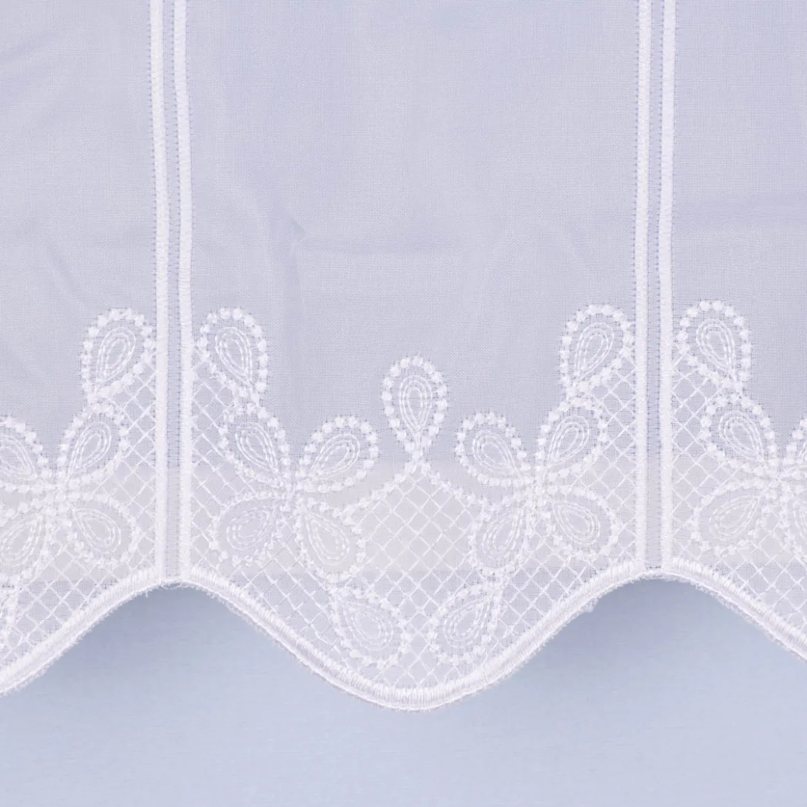 Scheibengardine Meterware Voile Stickerei Ornamente nähfrei weiß 30cm Höhe