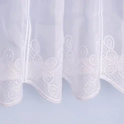 Scheibengardine Meterware Voile Stickerei Ornamente nähfrei weiß 30cm Höhe