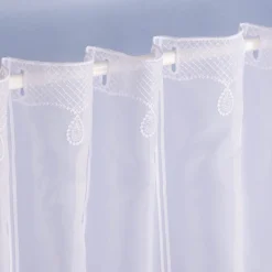 Scheibengardine Meterware Voile Stickerei Ornamente nähfrei weiß 30cm Höhe