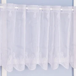Scheibengardine Meterware Voile Stickerei Ornamente nähfrei weiß 30cm Höhe