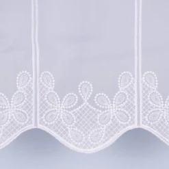 Scheibengardine Meterware Voile Stickerei Ornamente nähfrei weiß 45cm Höhe