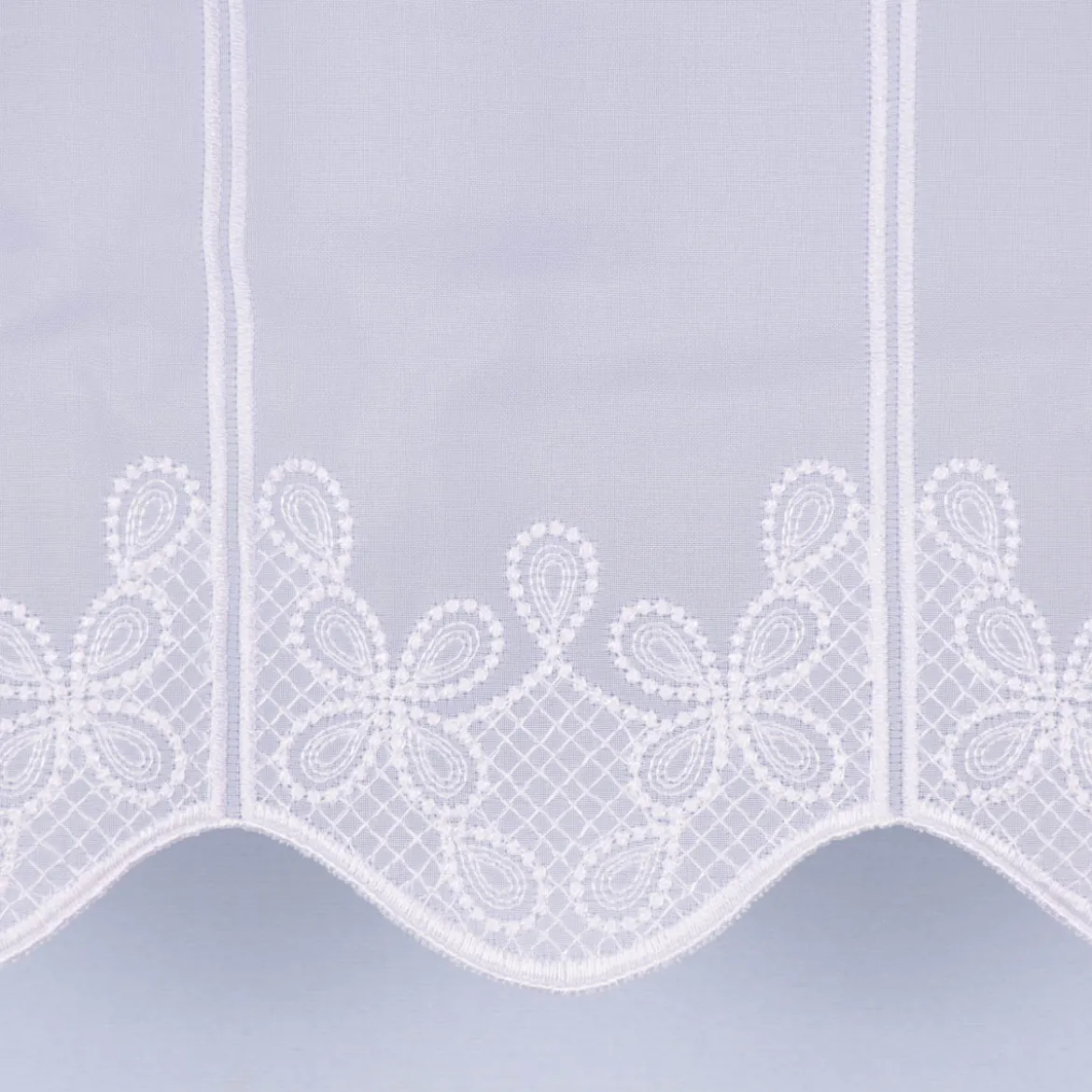 Scheibengardine Meterware Voile Stickerei Ornamente nähfrei weiß 45cm Höhe