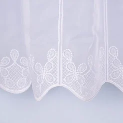 Scheibengardine Meterware Voile Stickerei Ornamente nähfrei weiß 45cm Höhe