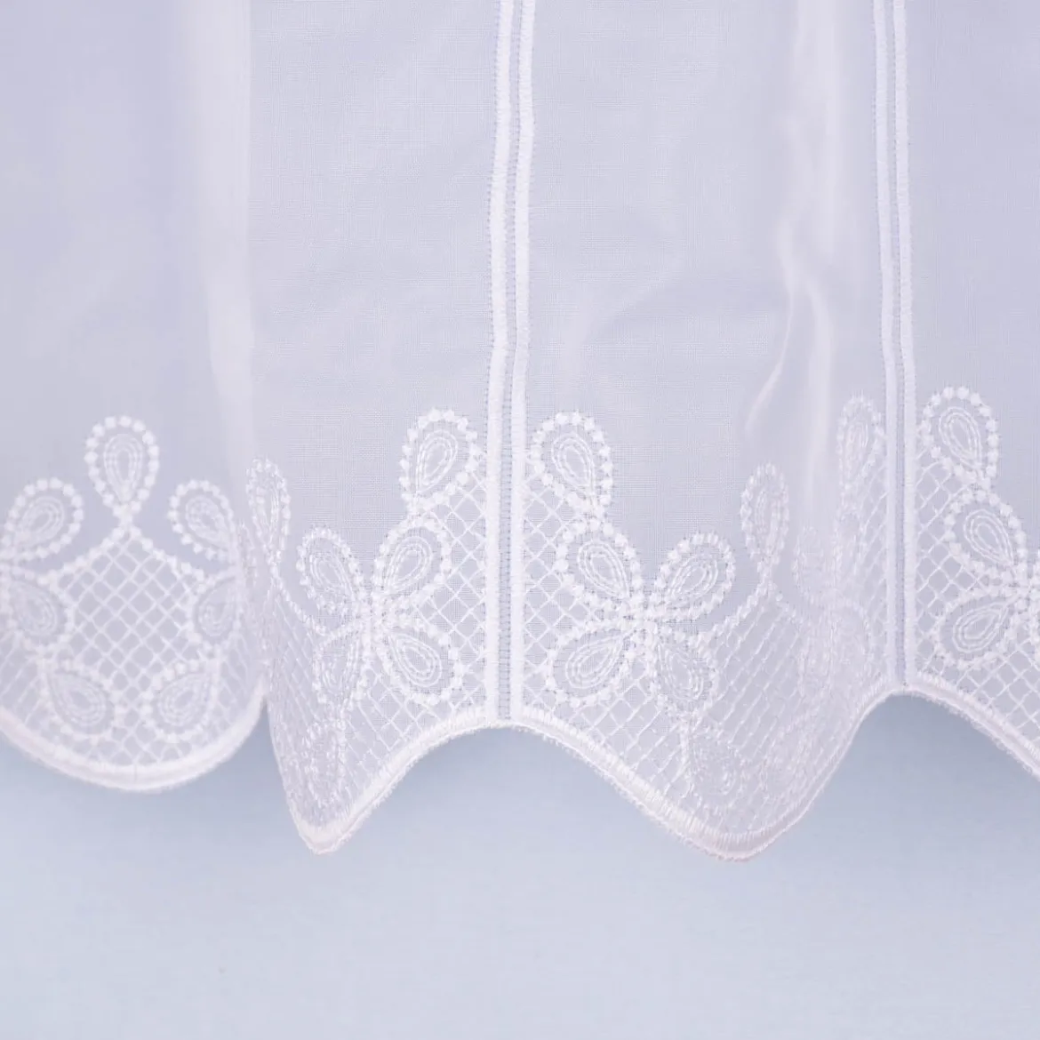 Scheibengardine Meterware Voile Stickerei Ornamente nähfrei weiß 45cm Höhe