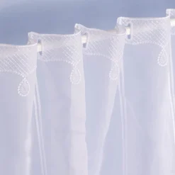 Scheibengardine Meterware Voile Stickerei Ornamente nähfrei weiß 45cm Höhe