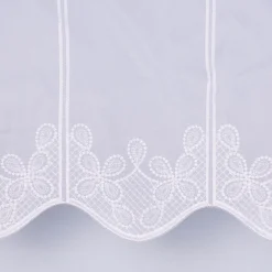 Scheibengardine Meterware Voile Stickerei Ornamente nähfrei weiß 60cm Höhe