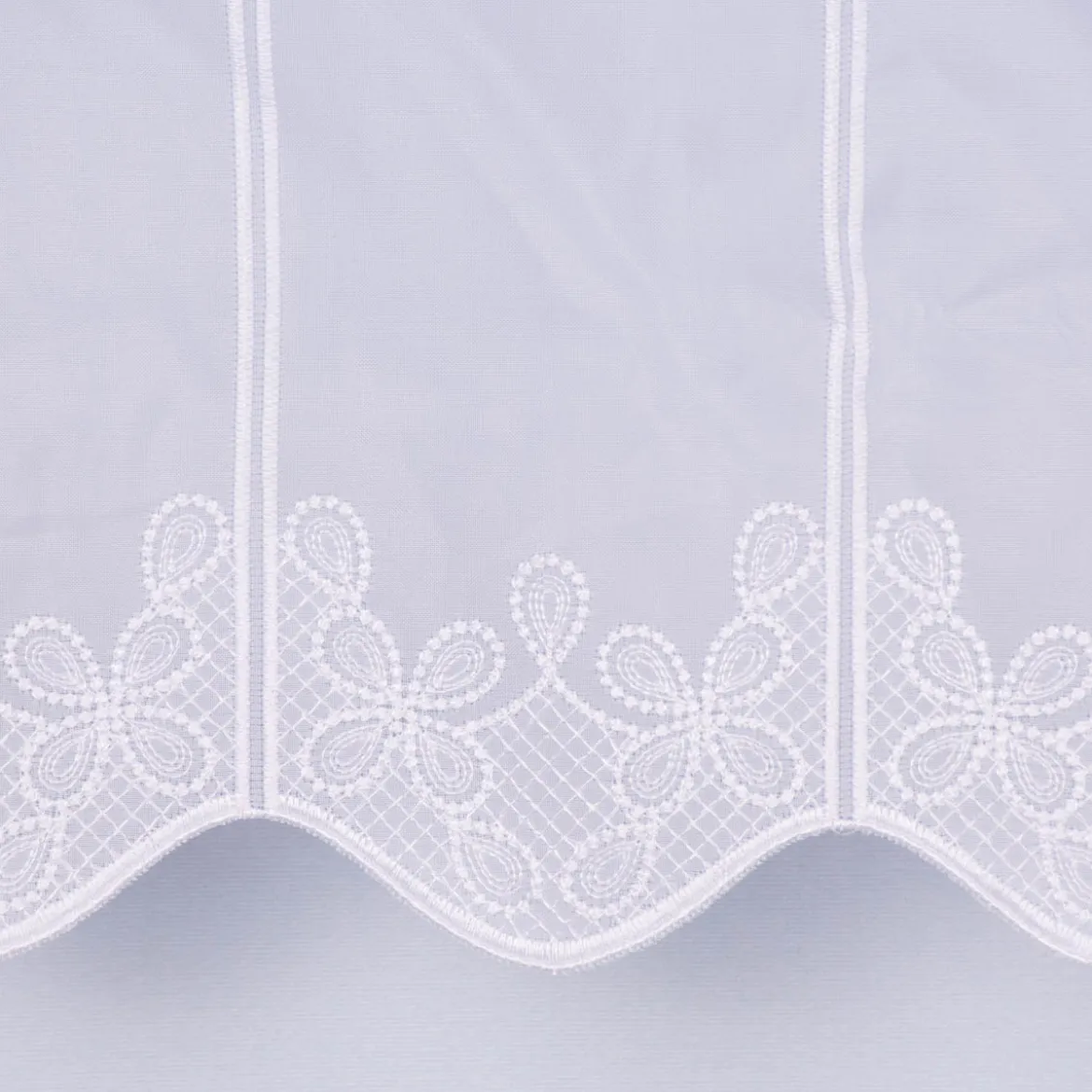 Scheibengardine Meterware Voile Stickerei Ornamente nähfrei weiß 60cm Höhe