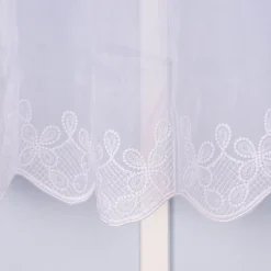 Scheibengardine Meterware Voile Stickerei Ornamente nähfrei weiß 60cm Höhe
