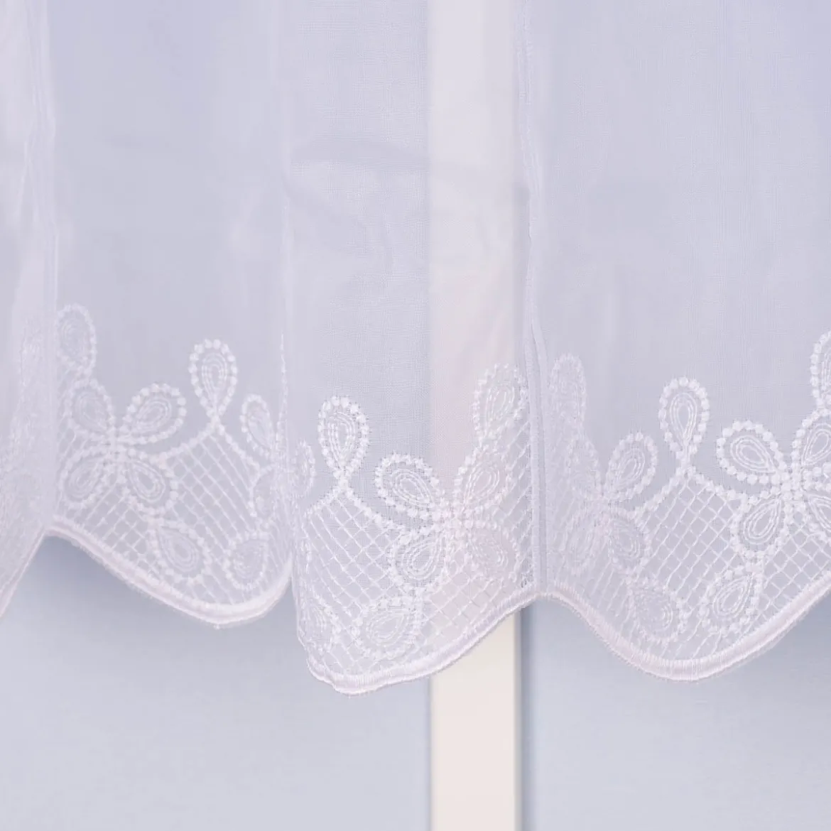 Scheibengardine Meterware Voile Stickerei Ornamente nähfrei weiß 60cm Höhe