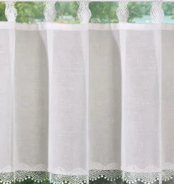 Scheibengardine mit Schlaufen Makramee Spitze weiß 30x140cm (HxB)