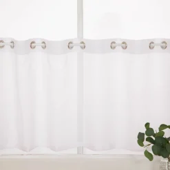 Scheibengardine mit Ösen uni Voile weiß 50x145cm (HxB)
