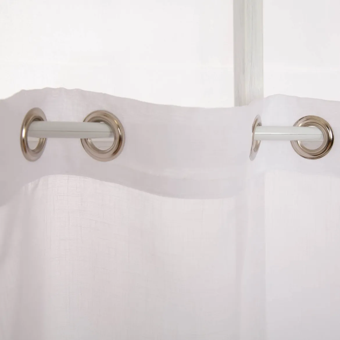 Scheibengardine mit Ösen uni Voile weiß 50x145cm (HxB)