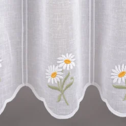 Scheibengardinen Meterware nähfrei Stickerei Blumen weiß 60cm Höhe