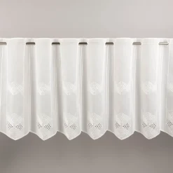 Scheibengardinen Meterware nähfrei Voile Stickerei Abstrakt wollweiß 45cm Höhe