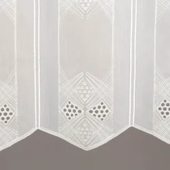 Scheibengardinen Meterware nähfrei Voile Stickerei Abstrakt wollweiß 45cm Höhe
