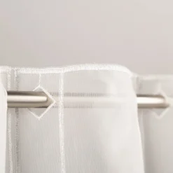 Scheibengardinen Meterware nähfrei Voile Stickerei Abstrakt wollweiß 100cm Höhe