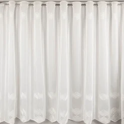 Scheibengardinen Meterware nähfrei Voile Stickerei Abstrakt wollweiß 100cm Höhe