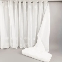 Scheibengardinen Meterware nähfrei Voile Stickerei Abstrakt wollweiß 100cm Höhe