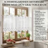 Scheibengardinen Meterware nähfrei Voile Stickerei Kreise weiß grün grau 60cm Höhe
