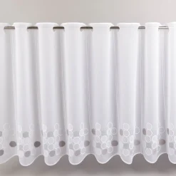 Scheibengardinen Meterware nähfrei Voile Stickerei Kreise weiß grün grau 60cm Höhe