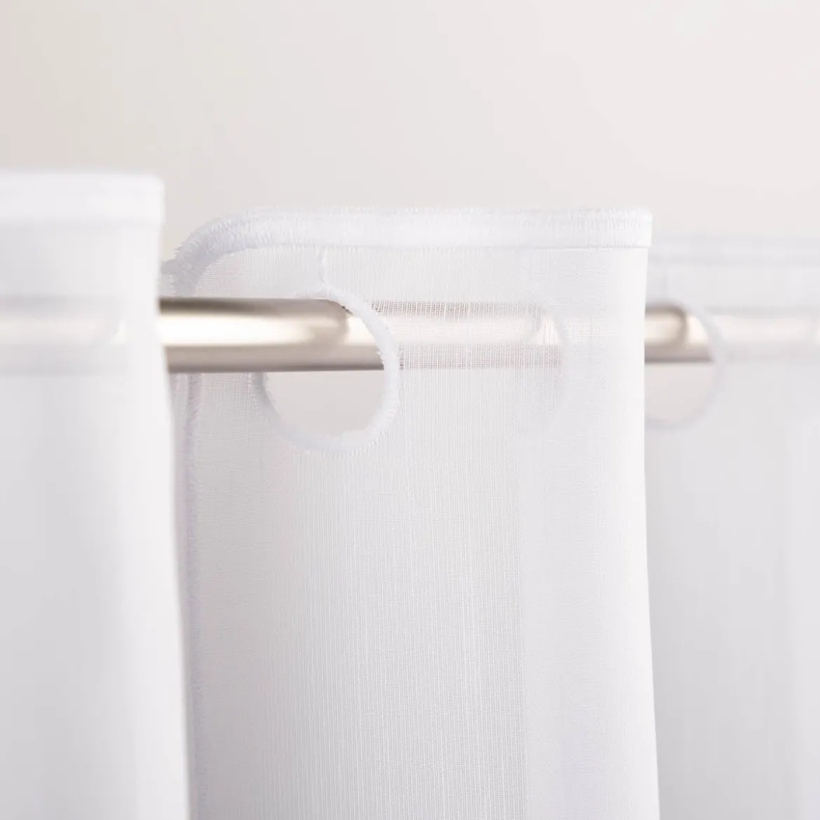 Scheibengardinen Meterware nähfrei Voile Stickerei Kreise weiß grün grau 60cm Höhe