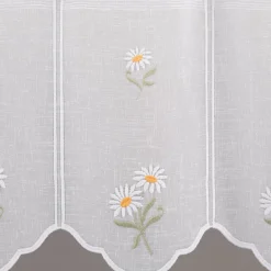 Scheibengardinen Meterware nähfrei Stickerei Blumen weiß 30cm Höhe
