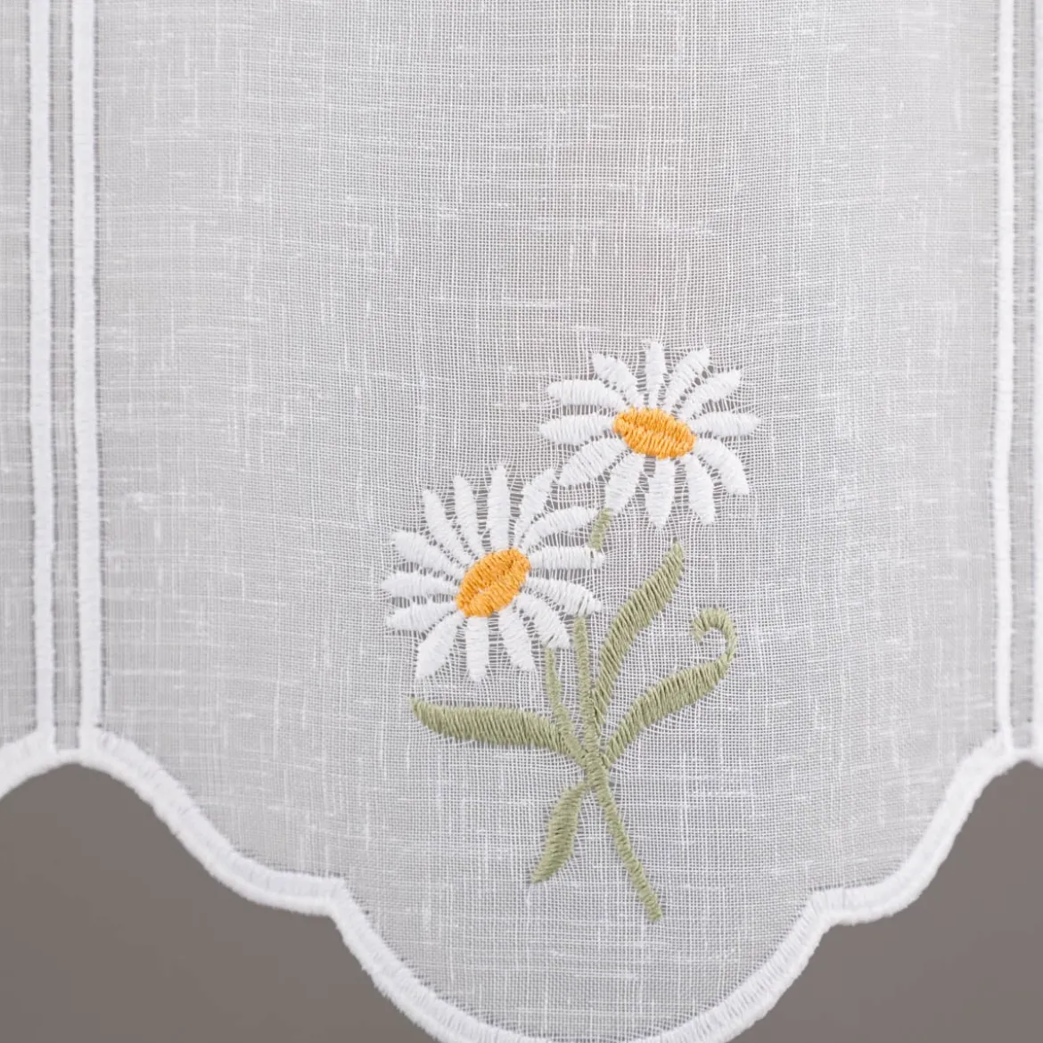 Scheibengardinen Meterware nähfrei Stickerei Blumen weiß 30cm Höhe