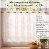 Scheibengardinen Meterware nähfrei Leinenstruktur Stickerei Herz Blümchen ecru 60cm Höhe