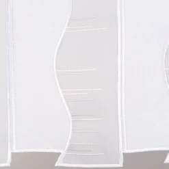 Scheibengardinen Meterware nähfrei Organza Stickerei abstrakt weiß beige grau 30cm Höhe