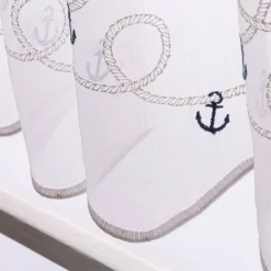 Scheibengardinen Meterware nähfrei Stickerei Voile maritim Anker weiß blau 30cm Höhe