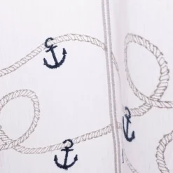 Scheibengardinen Meterware nähfrei Stickerei Voile maritim Anker weiß blau 45cm Höhe
