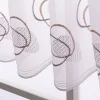 Scheibengardinen Meterware nähfrei Stickerei Voile abstrakt weiß beige 45cm Höhe