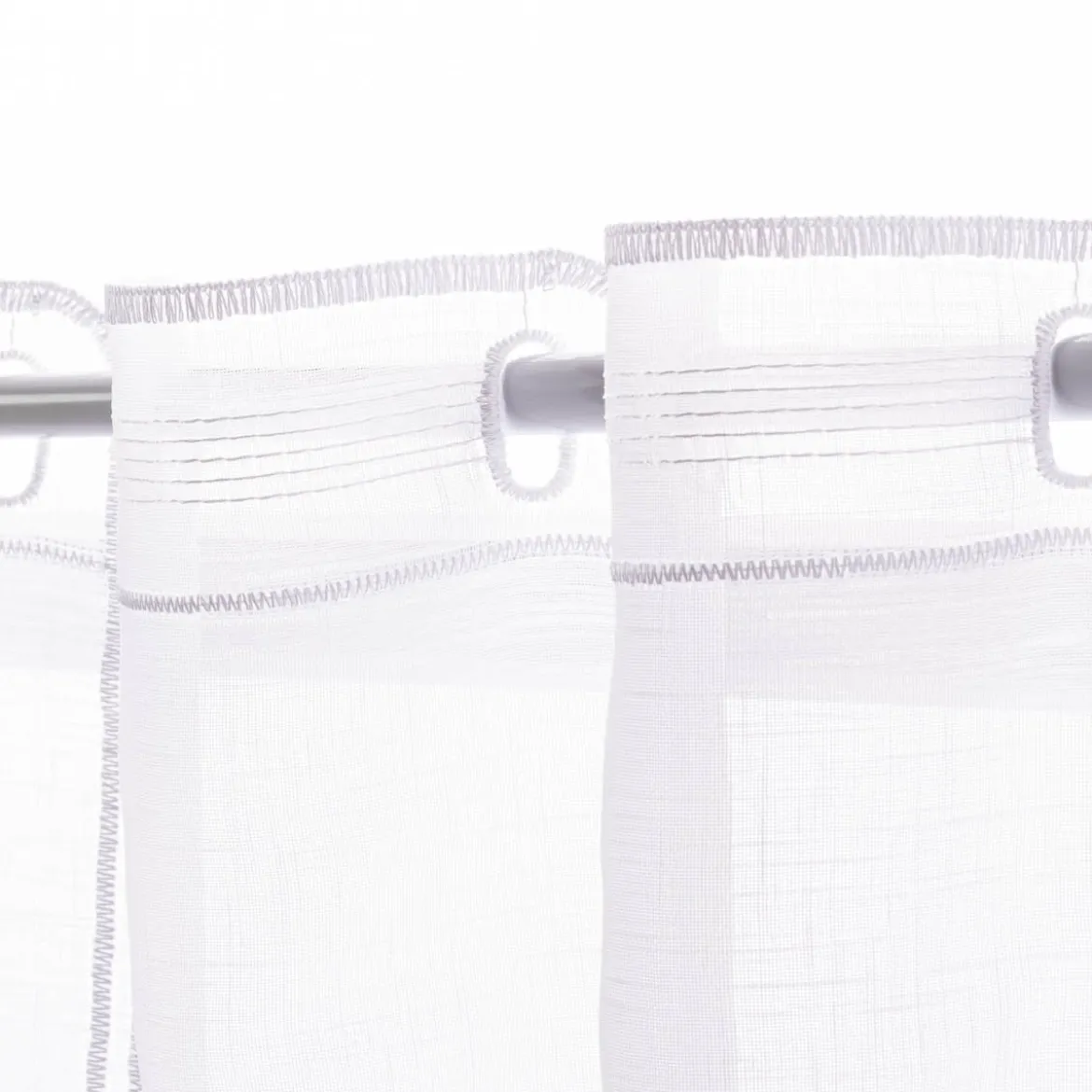 Scheibengardinen Meterware nähfrei Stickerei Voile abstrakt weiß beige 45cm Höhe