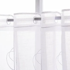 Scheibengardinen Meterware nähfrei Stickerei Voile abstrakt weiß beige 60cm Höhe