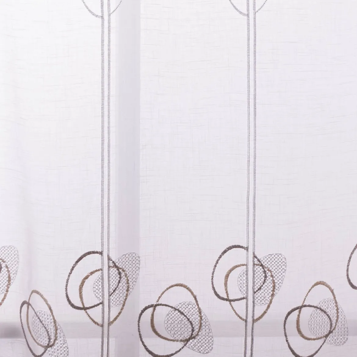 Scheibengardinen Meterware nähfrei Stickerei Voile abstrakt weiß beige 60cm Höhe