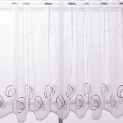 Scheibengardinen Meterware nähfrei Stickerei Voile abstrakt weiß beige 60cm Höhe