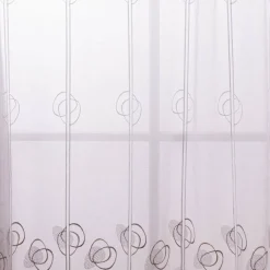 Scheibengardinen Meterware nähfrei Stickerei Voile abstrakt weiß beige 90cm Höhe