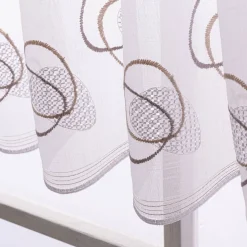 Scheibengardinen Meterware nähfrei Stickerei Voile abstrakt weiß beige 90cm Höhe