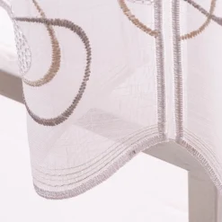 Scheibengardinen Meterware nähfrei Stickerei Voile abstrakt weiß beige 90cm Höhe