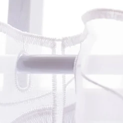 Scheibengardinen Meterware nähfrei Boho Fransen weiß grau 45cm Höhe