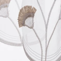 Scheibengardinen Meterware nähfrei Stickerei Fransen Blumen weiß grau beige 70cm Höhe