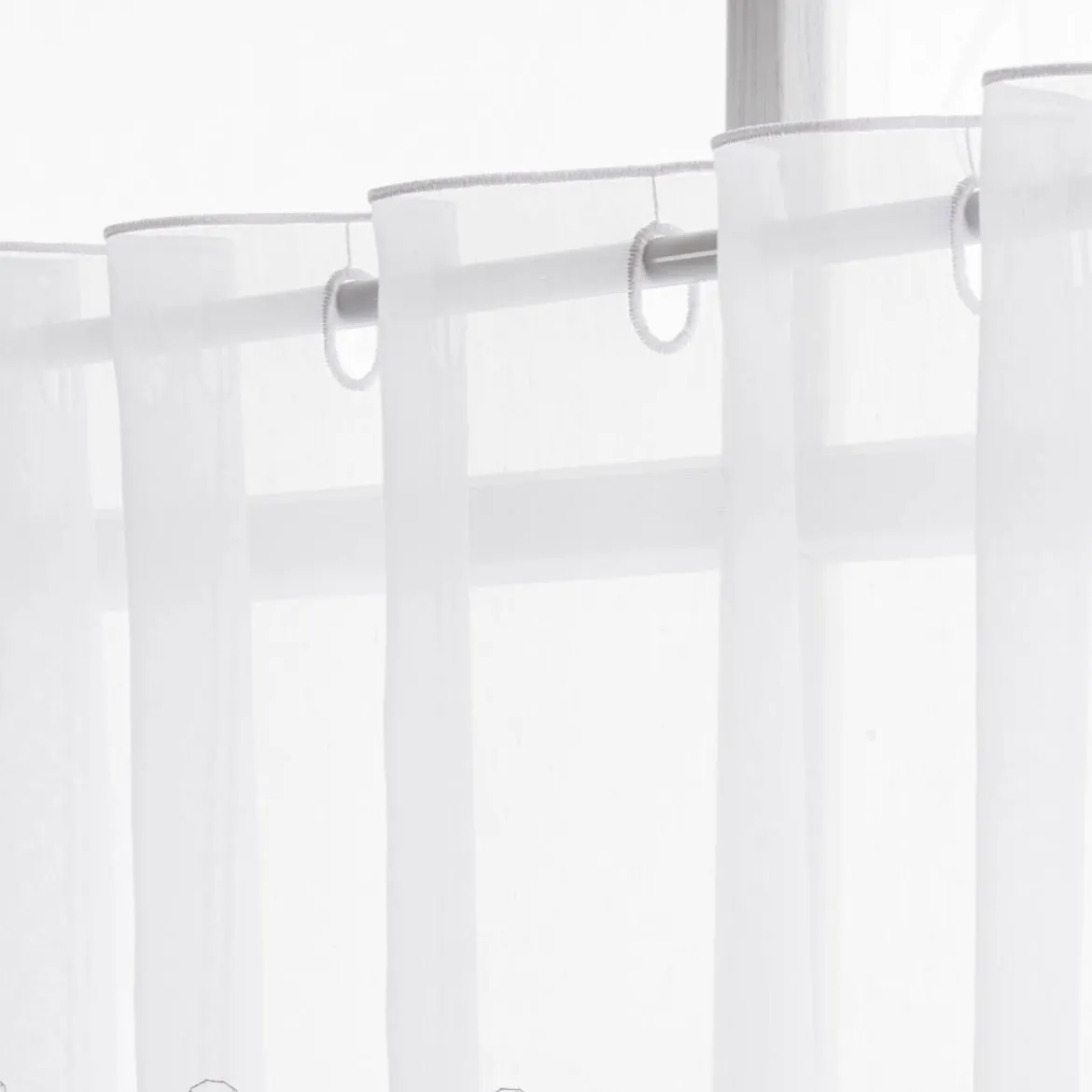 Scheibengardinen Meterware nähfrei Stickerei Voile Blumen weiß lachsrosa 45cm Höhe