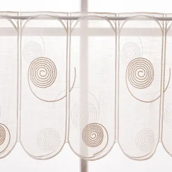 Scheibengardinen Meterware nähfrei Spiralen weiß beige 45cm Höhe